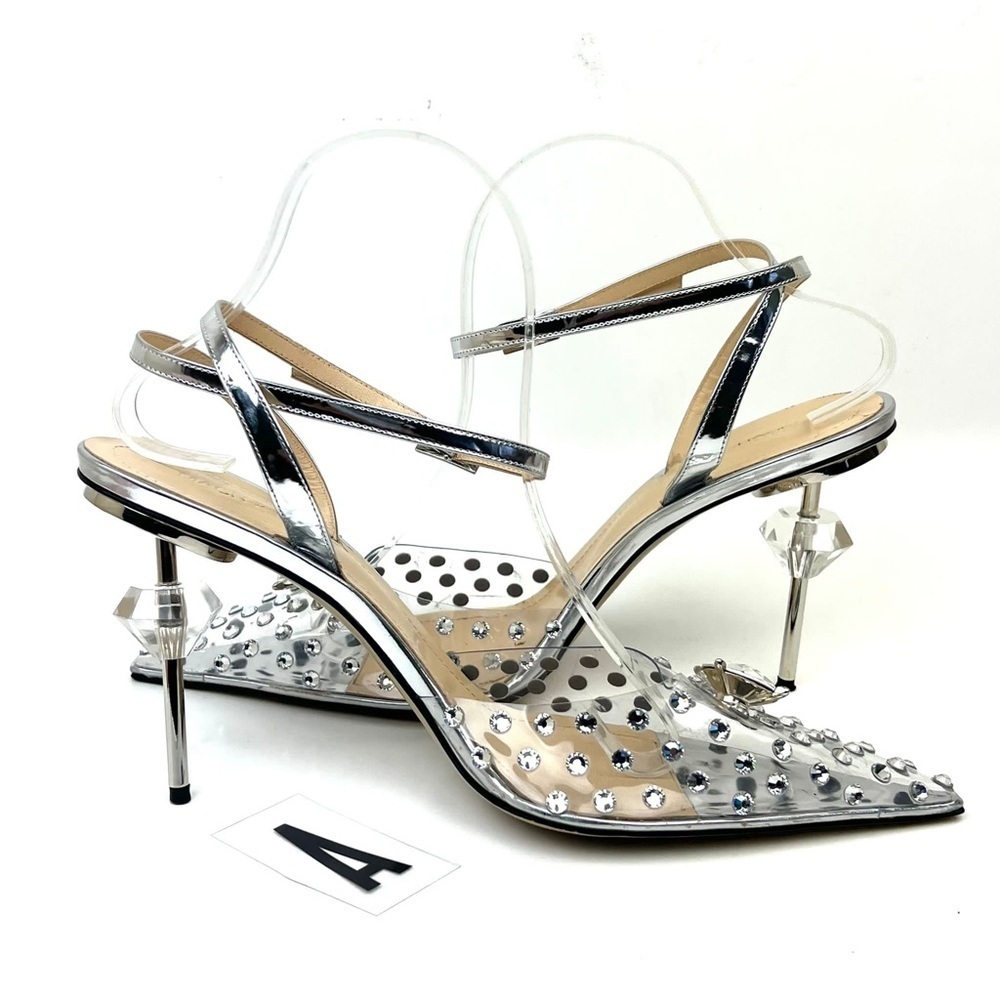 MACH & MACH Crystal Embellished Clear Ankle Strap Pump sz 11 - Picture 5 of 13